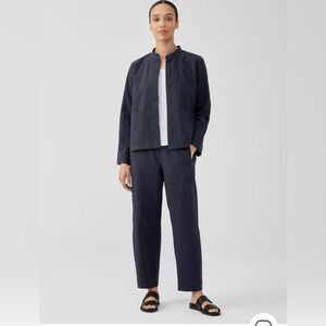 Eileen Fisher SET: Organic Cotton Pucker Shirt Jacket and Matching Pants Medium
